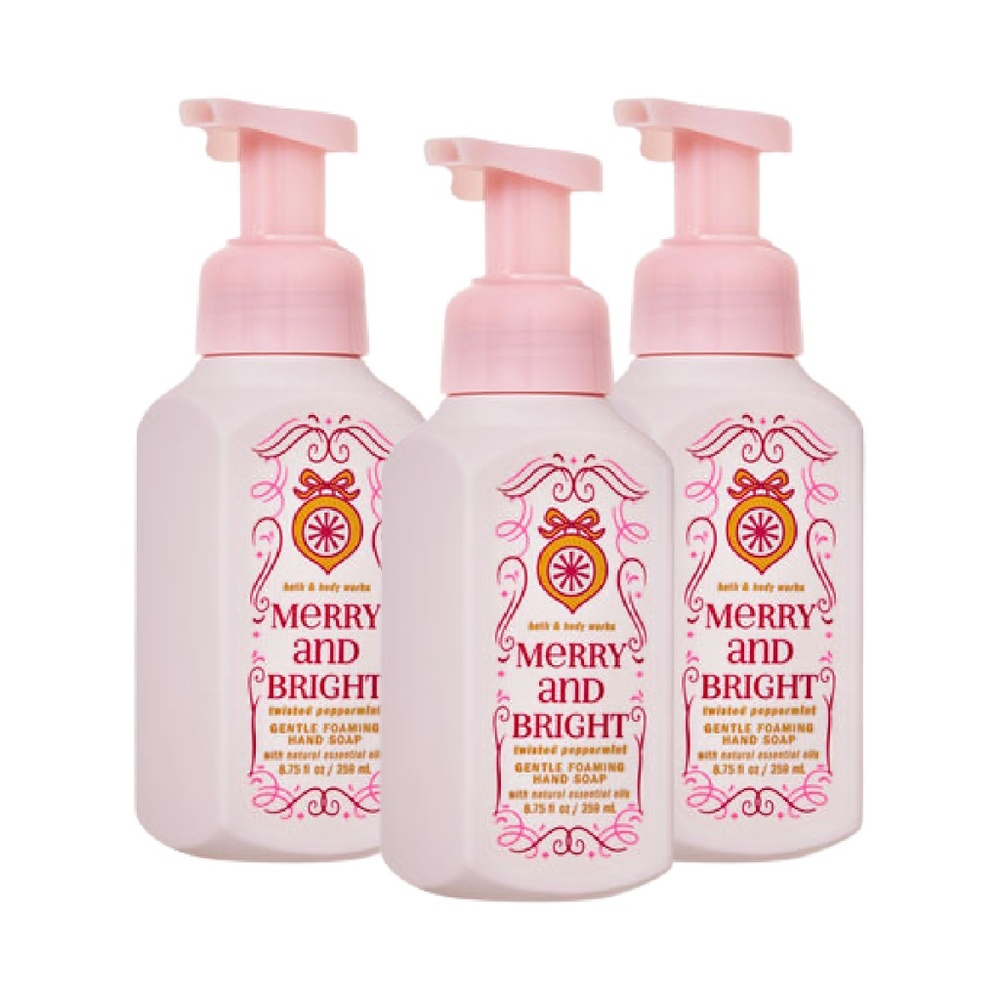 🖤 Bath & Body Works TWISTED PEPPERMINT Lot of 3 Gentle Foaming Hand Soap 8.75oz